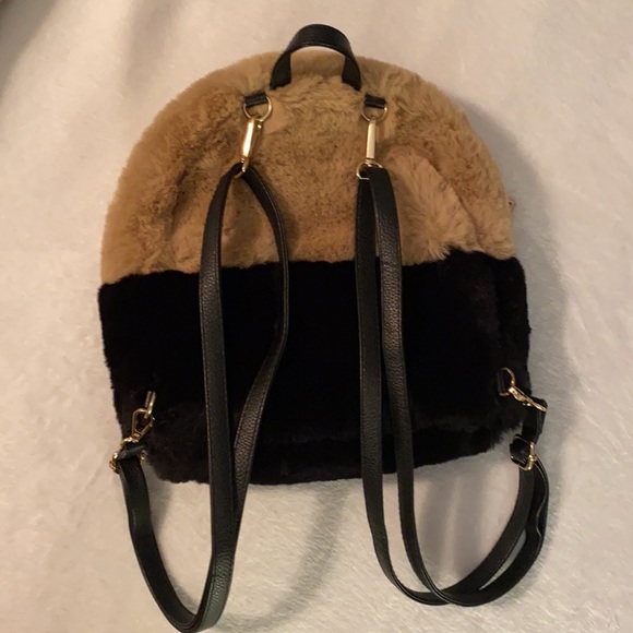 Do Everything in Love | Two-Tone Plush Faux Fur Backpack Purse Bag - Picture 3 of 11